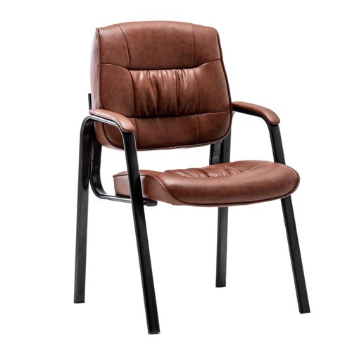 BTEXPERT Brown Leather Office Executive Waiting Room Guest Reception Side Conference Chair, BB5046BR