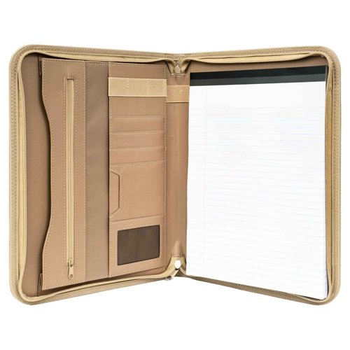 VEPKOIT Military Zippered Padfolio and Tactical Notebook Cover with Legal Pad for A4 Folder, Large OCP Binder Planner for Men and Women - Army Leaders Book Organizer(Coyote)