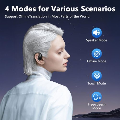 Psadhi AI Translation Earbuds Real Time, 164 Language Translator Earbuds OWS 3-in-1 Translation Headphones, Translation Device for Travel Business Learning Compatible with iOS and Android（Black）