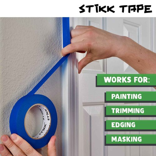 STIKK Painters Tape - 36 Roll Case Green Painter Tape - 1 inch x 60 Yards - Paint Tape for Painting, Edges, Trim, Ceilings - Masking Tape for DIY Paint Projects - Residue-Free Painting Tape