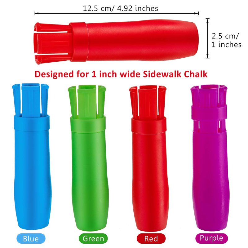 Outus 10 Pieces Sidewalk Chalk Holders Railroad Chalk Holder Jumbo Plastic Adjustable Clip for Kids Teachers Students Back to School Office Classroom (Blue,Red,Green,Purple)