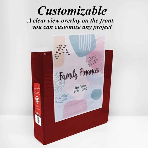 BAZIC Products 3 Ring Binder 2" View Binders Slant D Ring Organizer - Burgundy, Hold 480 Sheets Paper, for School Office Home, 12-Count