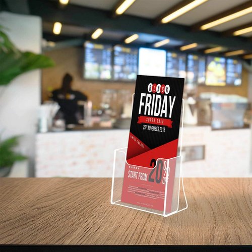 NIUBEE Acrylic Brochure Holder - 50% Thicker Trifold Display Stand for Magazines & Pamphlets | 6 Pack