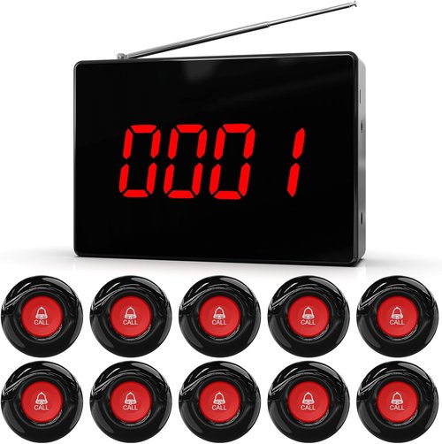 CallToU Wireless Calling System - Caregiver Call Button with 10 Waterproof Alert Buttons & Receiver