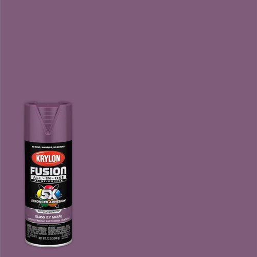 Krylon Fusion All-In-One Spray Paint - Gloss Icy Grape Purple, 12 Ounce (Pack of 2) | Indoor/Outdoor Use