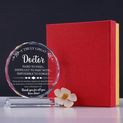 Uniquilling Gifts for Doctor, Best Doctor Award Crystal Plaque with Gift Box Packaging, Appreciation/Thank You Gifts for Doctor, Christmas/Retirement/Birthday Gift for Doctor