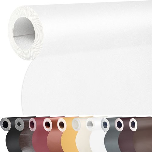 BONAIER Leather Repair Patch 17x158 inch Large Self-Adhesive Leather Repair Tape, Reupholster Leather Patches for Furniture Couch Chairs Car Seat (White, 17x158 inch)