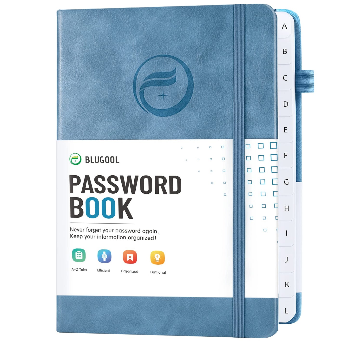 Password Book with Alphabetical Tabs, Hardcover Password Keeper, Password Notebook Organizer for Computer and Internet Address Website Login, Gifts for Home and Office, 5.3''x 7.7''- Blue
