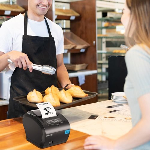MUNBYN WiFi Receipt Printer with USB Port, 80mm POS Printer Works with Square Mac Windows Chromebook Linux Cash Drawer, ESC/POS (P047 WiFi), Do Not Support Clover Ubereats Shopify Bluetooth 5G WiFi