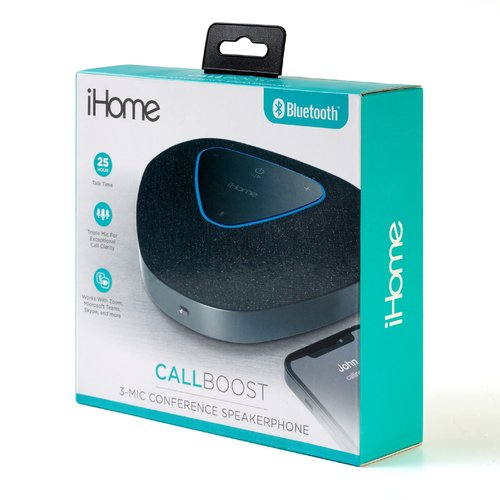 iHome Conference Speaker and Microphone, USB and Bluetooth Speakerphone with 3 Noise Cancelling Microphones for Home Office, Compatible with Mac, Windows, iOS, and Android