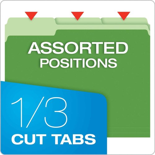 Pendaflex Two-Tone Color File Folders Letter Size Red 152 1/3 and Bright Green 152 1/3, 100 per Box Bundle