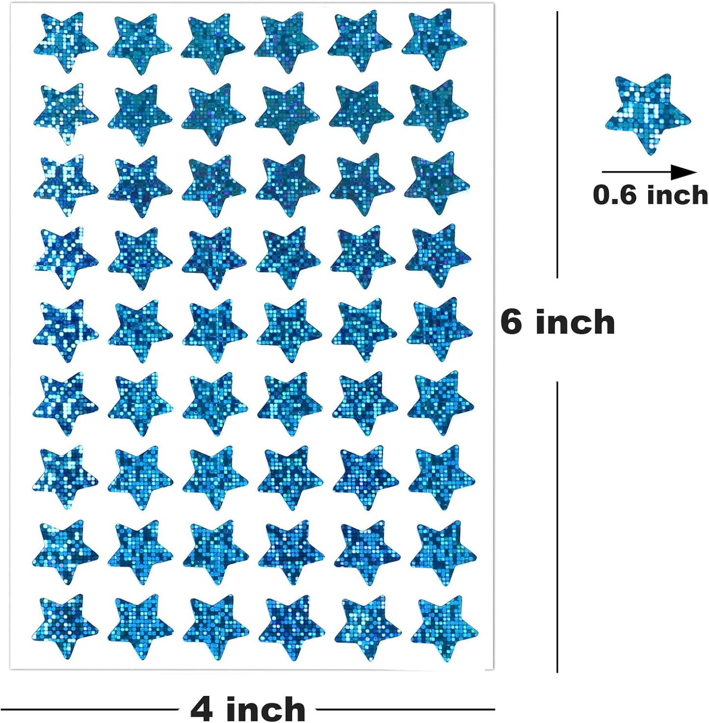 Skiennix Holographic Small Star Stickers - 1620 Pack in 6 Colors | Perfect for Kids' Rewards & Classroom Use, 0.6" Diameter