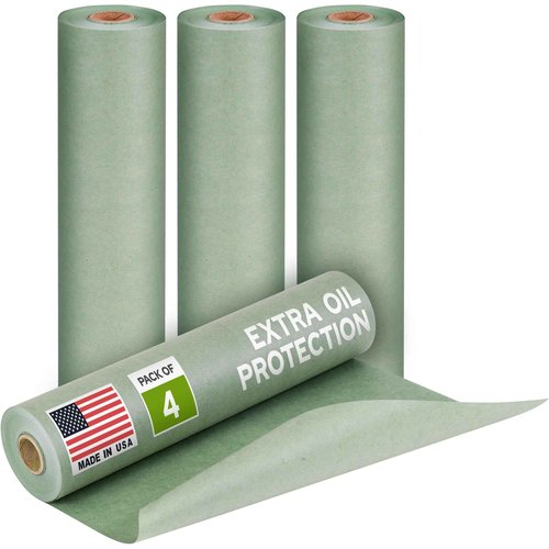 Paclord 12" x 60 Yards (180 feet) Green Masking Paper with Extra Oil Protection for Automotive Painting Industries (Pack of 4) - Made in USA Masking Paper for Painting Cars, Protection from Splatter
