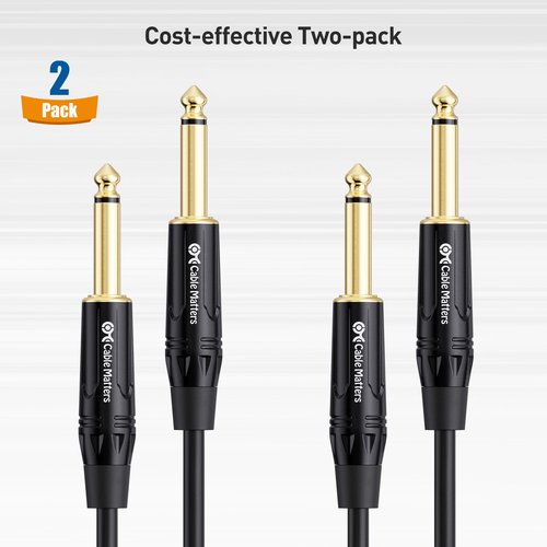 Cable Matters 2-Pack 1/4 Inch TS to TS Electric Guitar Cable - 6ft, Guitar Amp Cord, Instrument Cable for ElectricGuitar, Mandolin, Bass AMP, Keyboard, Mixer, Equalizer