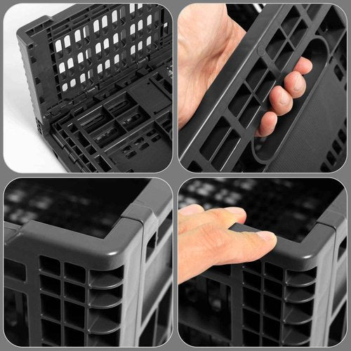 QTJH Collapsible Storage Bin Containe，52 Liter Transferheavy duty plastic storage box,milk crates heavy duty Transit storage of various items black (2)