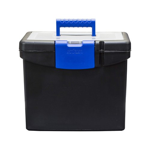 Storex File Storage Box with XL Storage Lid, Black/Blue, 2-Pack (61415C02C)