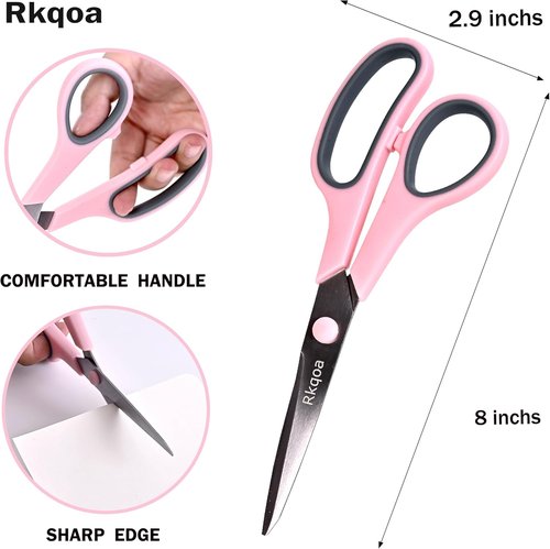 Rkqoa 8" All-Purpose Scissors Set - High-Performance Stainless Steel Shears with Comfort Grip | Right/Left-Handed