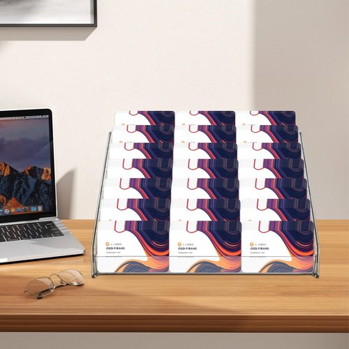 Sibosen 7 Tiers Acrylic Business Card Holder for Desk 21 Slots Acrylic Card Holder Display Premium Cards Stand for Workspace Multiple-Clear Plastic Display Holder for Office Men and Women
