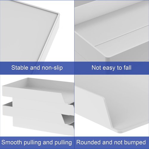 MEAIHOML 6-Pack Stackable File Organizers, Plastic Desk Organizer for Documents, Letters, Files & Magazines, White Office Desk Storage Tray, Paper Holder for Desktop