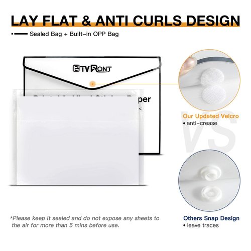 HTVRONT Printable Vinyl for Inkjet Printer & Laser Printer - 40 Pcs Glossy White Waterproof Printable Vinyl Sticker Paper, 8.5"x11"