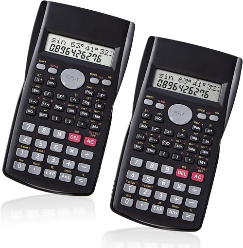 Scientific Calculator 2-Pack | 2-Line Clear Display, 240 Functions | Battery Operated for Math & Algebra, Black