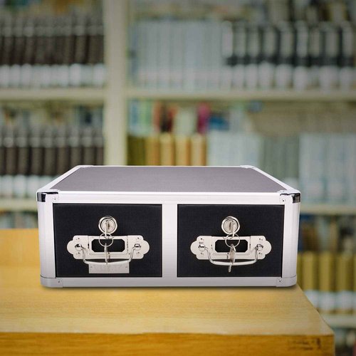 Vaultz Locking 3 x 5 Index Card Cabinet, Double Drawer, Black (VZ01393)
