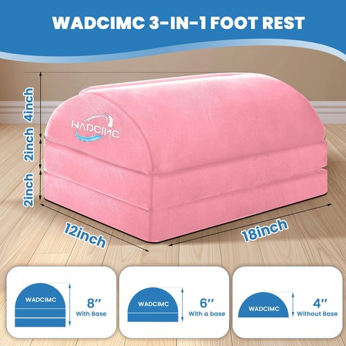 WADCIMC Foot Rest for Under Desk at Work, Warmer Feet Pocket Footrest,Foot Stool with Washable Cover,Comfortable Footrest with 3 Adjustable Heights, for Office Gaming Chair, for Leg Support, XL(18IN)