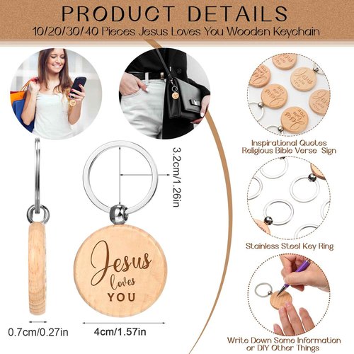 Tenceur 50 Sets Christian Gifts for Church Bulk Include Jesus Loves You Sign Inspirational Prayer Notepad Bible Verse Bamboo Pen Religious Keychain with Organza Bags for Christmas Sunday School
