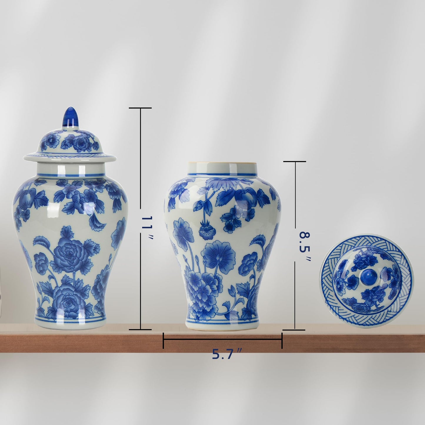 Blue and White Ginger Jar with Lid Antique Style Porcelain Ginger Jars Chinoiserie Home Decorative