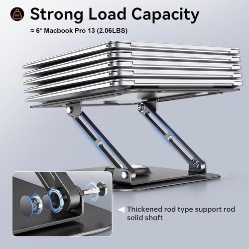JOYEKY Laptop Stand - Adjustable Ergonomic Riser with 360° Rotating Base | Foldable & Portable for 10-16" Laptops (Grey)