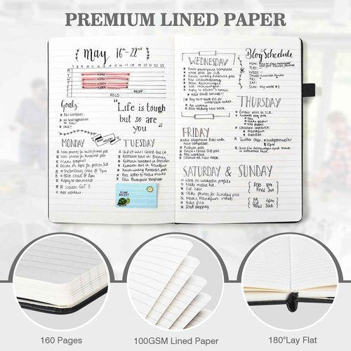 24 Pack Journal Notebooks for Work with 24 Pens, A5 Hardcover Notebook，Business Notebooks Bulk, College Ruled Notebook for Men, Leather Journal for Writing, 160 Pages, 100GSM Thick Paper (5.7" x 8.3")