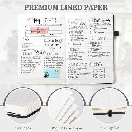 12 Pack Journal Notebooks for Work with 6 Pens, A5 Hardcover Notebook，Business Notebooks Bulk, College Ruled Notebook for Men, Leather Journal for Writing, 160 Pages, 100GSM Thick Paper (5.7" x 8.3")