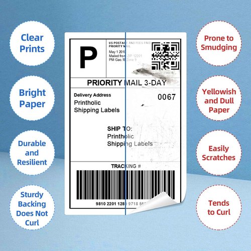 Printholic 4" x 6" Shipping Labels Compatible with Dymo 1744907 Thermal Postage Labels, Ultra Strong Adhesive & Perforated, Compatible with Dymo 4XL & Zebra Desktop Printers [16 Rolls/3520 Labels]