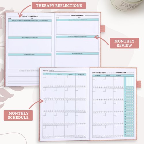 Mental Health Journal for Women and Men - Anxiety & Guided Journal with Mood & Habit Tracker - Take 5 Minuets Everyday - 91 Days Self Care Journal with Prompts, Pink