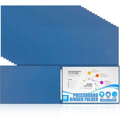 Resurhang 10 Pcs Pressboard Report Cover, 3" Capacity Presentation Binder Folder with Metal Prong Paper Fastener to Neatly Bind Reports Proposals Transcripts, Other Documents (11x17 Inch,Navy Blue)