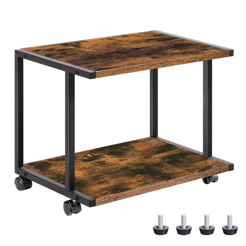 HOOBRO Printer Stand for Desk, Desktop Printer Stand with Outlet and USB Ports, Small Printer Table, Under Desk Printer Cart, File Rack for Home Office BF01UPS01-BF42PS01