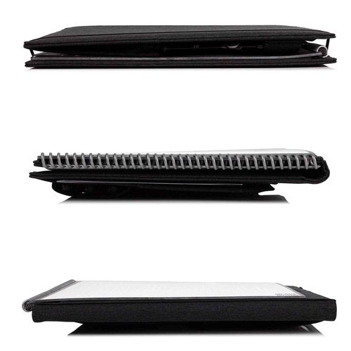 Kaitiaki Folio Cover Compatible with Rocketbook Flip, Organized Portfolio with Pen Loop, Business Card Holder, Zipper Pouch Support Mini Size Notebook, Waterproof, Letter Size, Black