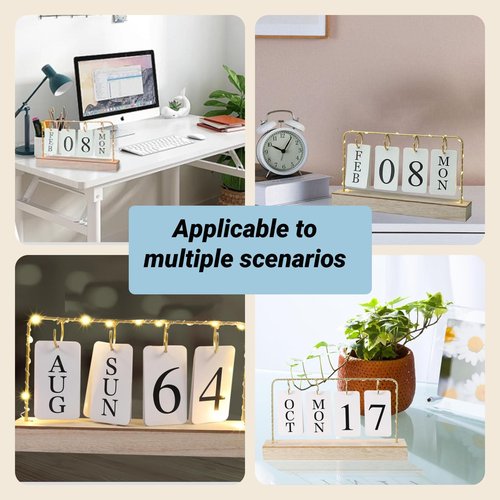 CLIPORE Flip Calendar for Desk, Wooden Perpetual Desk Calendar with Month Date Display, Desktop Calendar for Home Office Decor, Send Goods from Local Warehouse