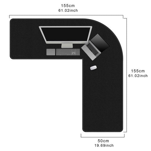Mydours 61"x61"x20" Super Large Desk Mat, Full Mouse Pad for L-Shaped Standing Desk, Double-Sided Mat with PU Leather Surface, Extended Coverage for Large L Shaped Desk, Compatible with Home & Office