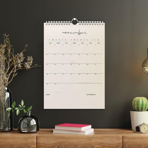 Karto Wall Calendar 2025-2026 - Vertical 11x17 inch July 2025 to December 2026 - Boost Your Productivity and Easy Planning with the Aesthetic Monthly Calendar - Cursive 3.0 Beige