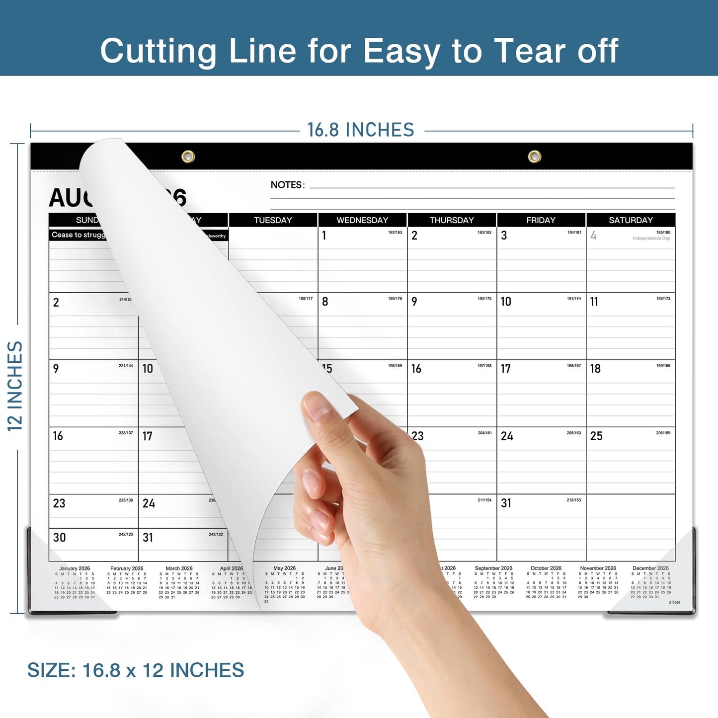 Desk Calendar 2026-2027 - JUL. 2026 - DEC 2027, 18 Months Large Desk Calendar 2026-2027, 17" x 12", Desk Pad, Large Ruled Blocks, to-do List & Notes, Best Desk/Wall Calendar for Planning or Organizing