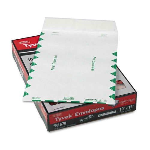 Quality Park Survivor R1670 Tyvek USPS First Class Mailer, 10 x 15, White (Box of 100)