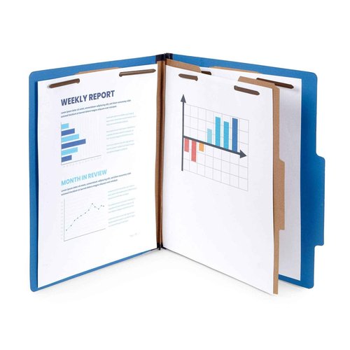 Blue Summit Supplies 30 Dark Blue Classification Folders - 1 Divider - 2 Inch Tyvek Expansions - Durable 2 Prongs for Standard Medical Files, Office Reports - Letter Size, Dark Blue, 30 Pack