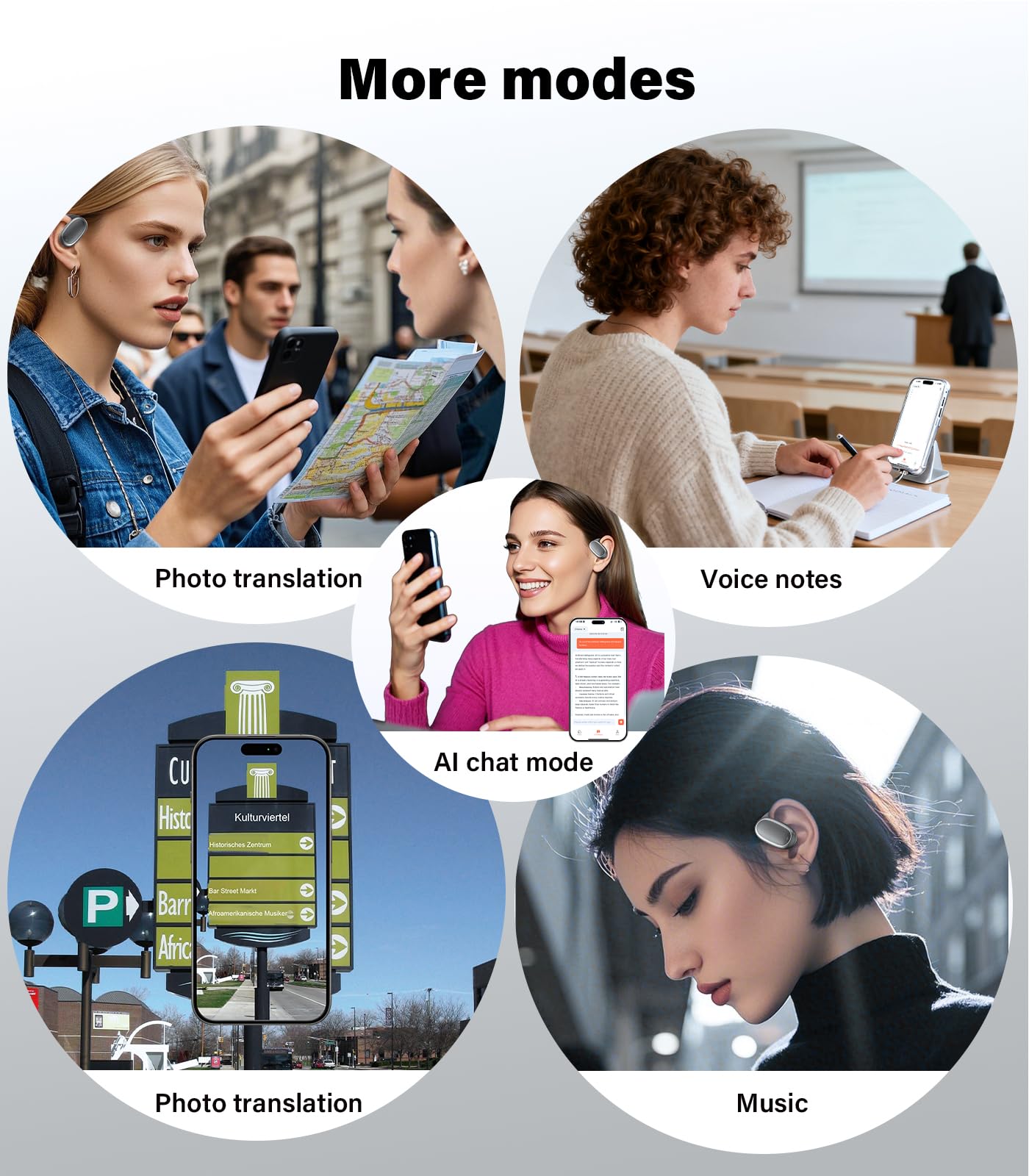 Vilupvie 156 Languages Real-Time Translation Earbuds, 0.5s Instant AI Voice Translator with 60H Playtime, Open-Ear Bluetooth Headphones, Zero Subscription Fee for Business, Travel & Learning