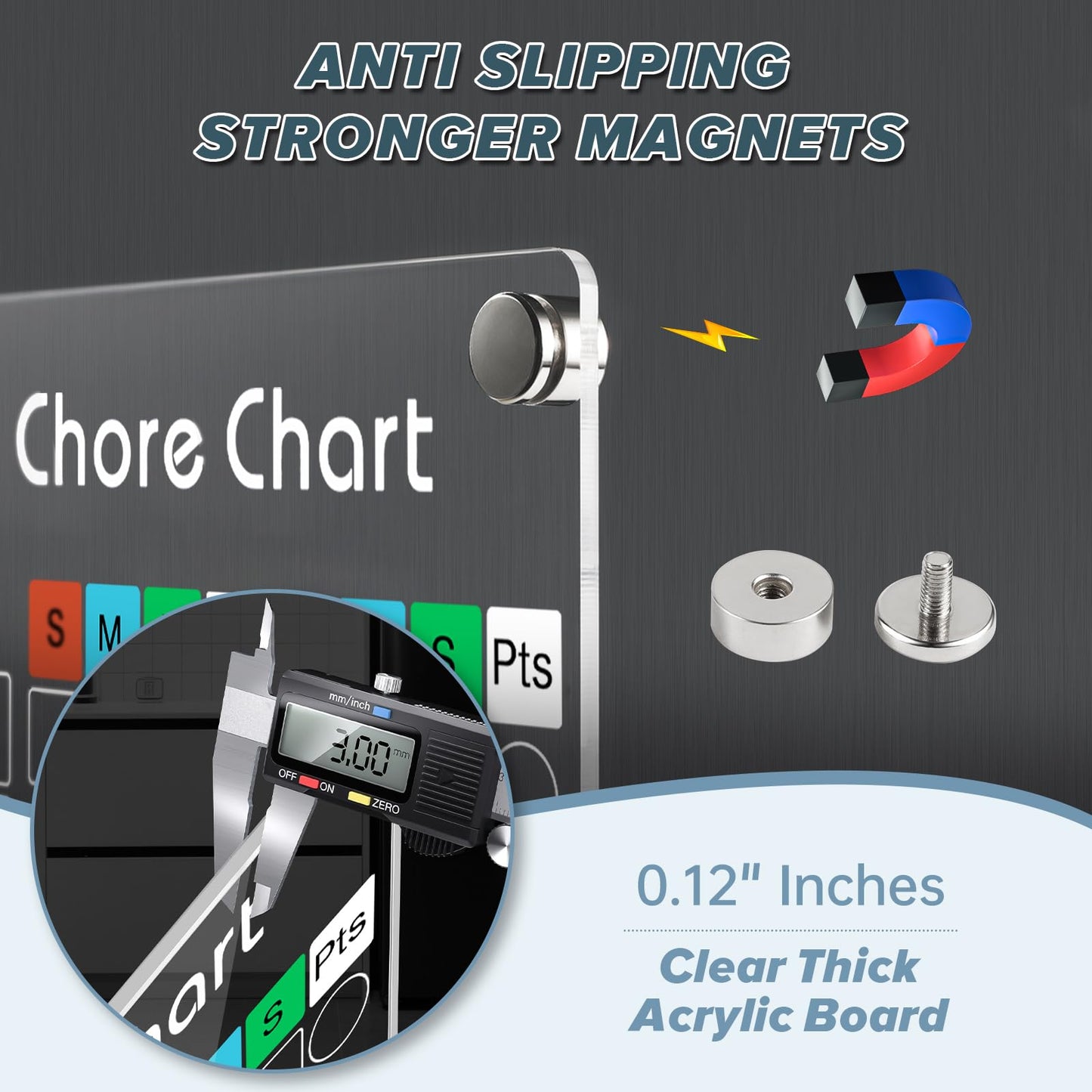 KMRTEQAR Acrylic Magnetic Chore Chart for Kids/Teens/Adults, 9.5"x12", Reusable Chore Checklist & Responsibility Tracker (1 Pack)