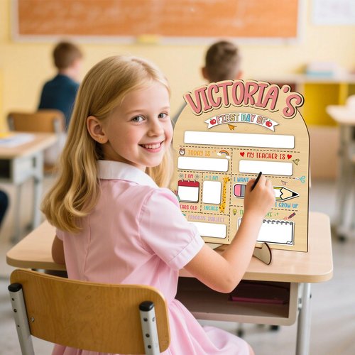 Custom First & Last Day Of School Signs Personalized Wooden Reusable School Signs with Name, Back to School Gift Preschool 1st Day of Kindergarten