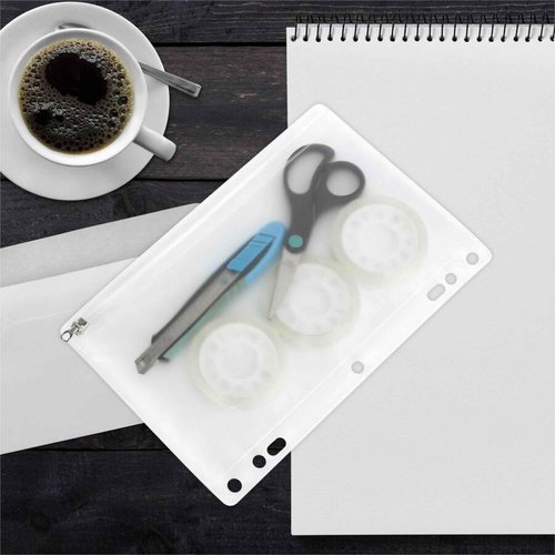 Business Source Ring Binder Pocket with Zipper, 9.5" x 6", Clear with White Back, 24 Count