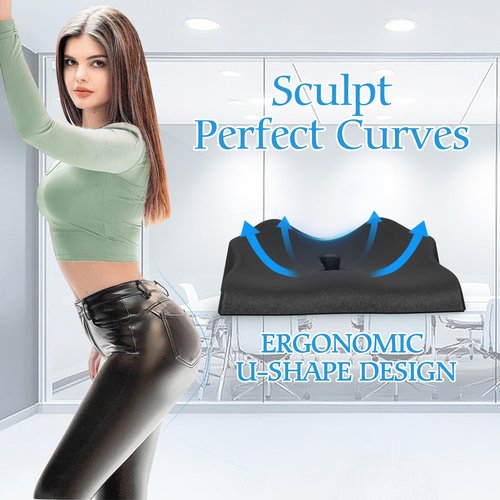 brsksosu Seat Cushion for Office Chair Cushion，Wheelchair&Car&Airplane Seat Cushion，Memory Foam Cushion for Pressure Relief Sciatica & Pain Relief for Long Sitting (Black)