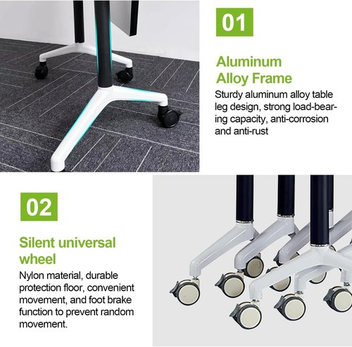 Conference Room Table,Folding Conference Table,Modern Mobile Training Table with Wheels,Rolling Conference Room Tables with Metal Frame,Meeting Seminar Tables,for Meeting Room,Office,Classroom (6pack)