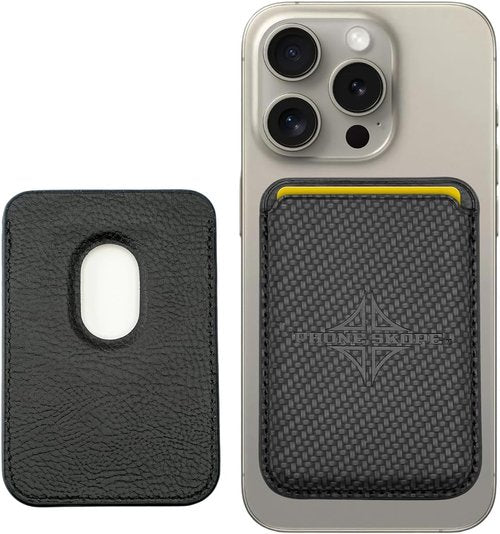 Phone Skope Leather Wallet - Magnetic Card Holder for Cell Phones | Secure & Convenient | Fits Carbon Pro Case Black